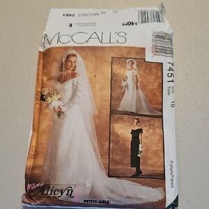 McCall's White Wedding Dress Pattern - Bridal Gown Style 7451